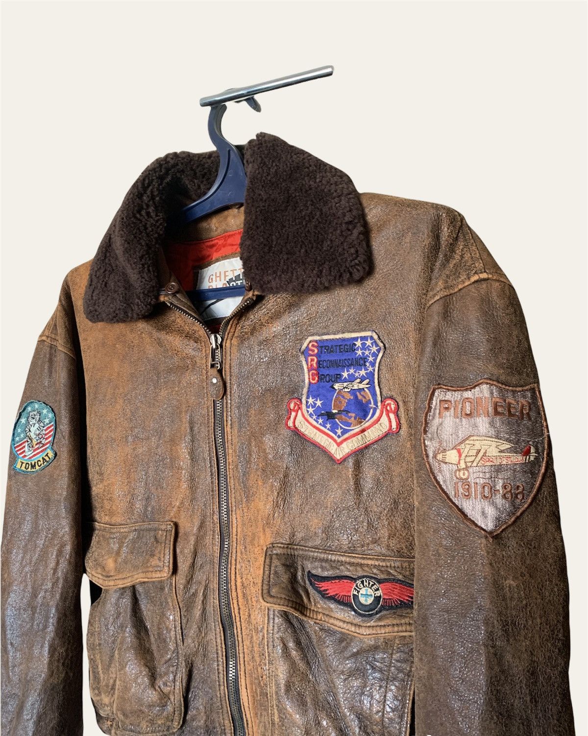 Other 80s A2 Flyers vintage leather jacket Rare Ghetto blast patch Size US L / EU 52-54 / 3 - 10 Thumbnail