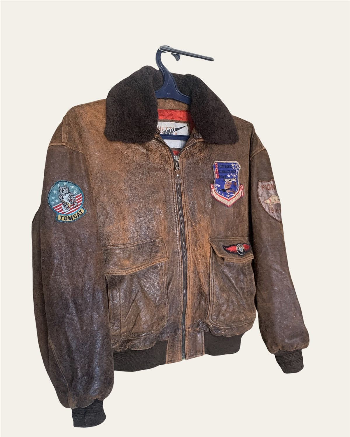 Other 80s A2 Flyers vintage leather jacket Rare Ghetto blast patch Size US L / EU 52-54 / 3 - 8 Thumbnail