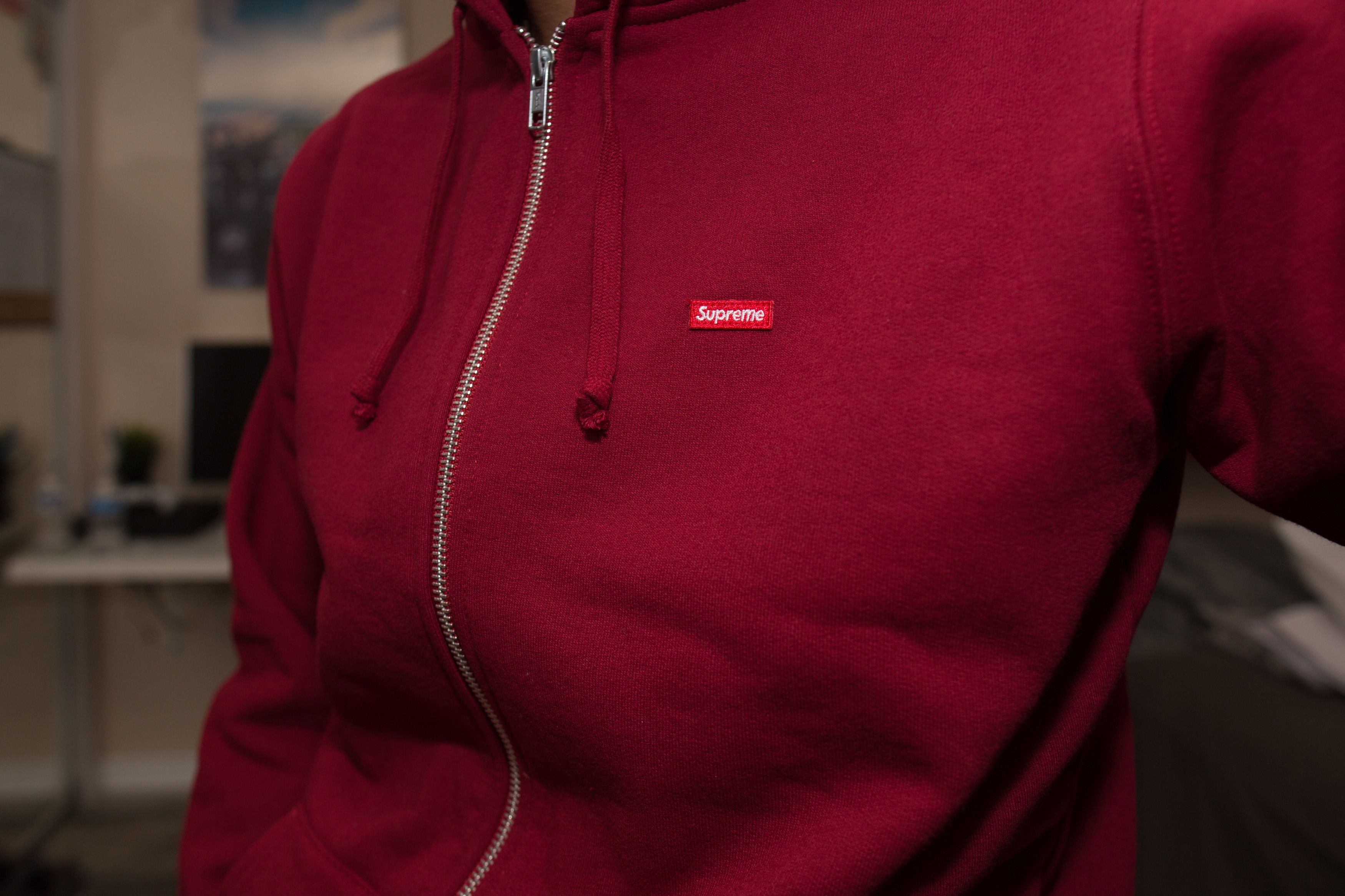 Supreme small box logo zip up hooded sweatshirt cardinal sales