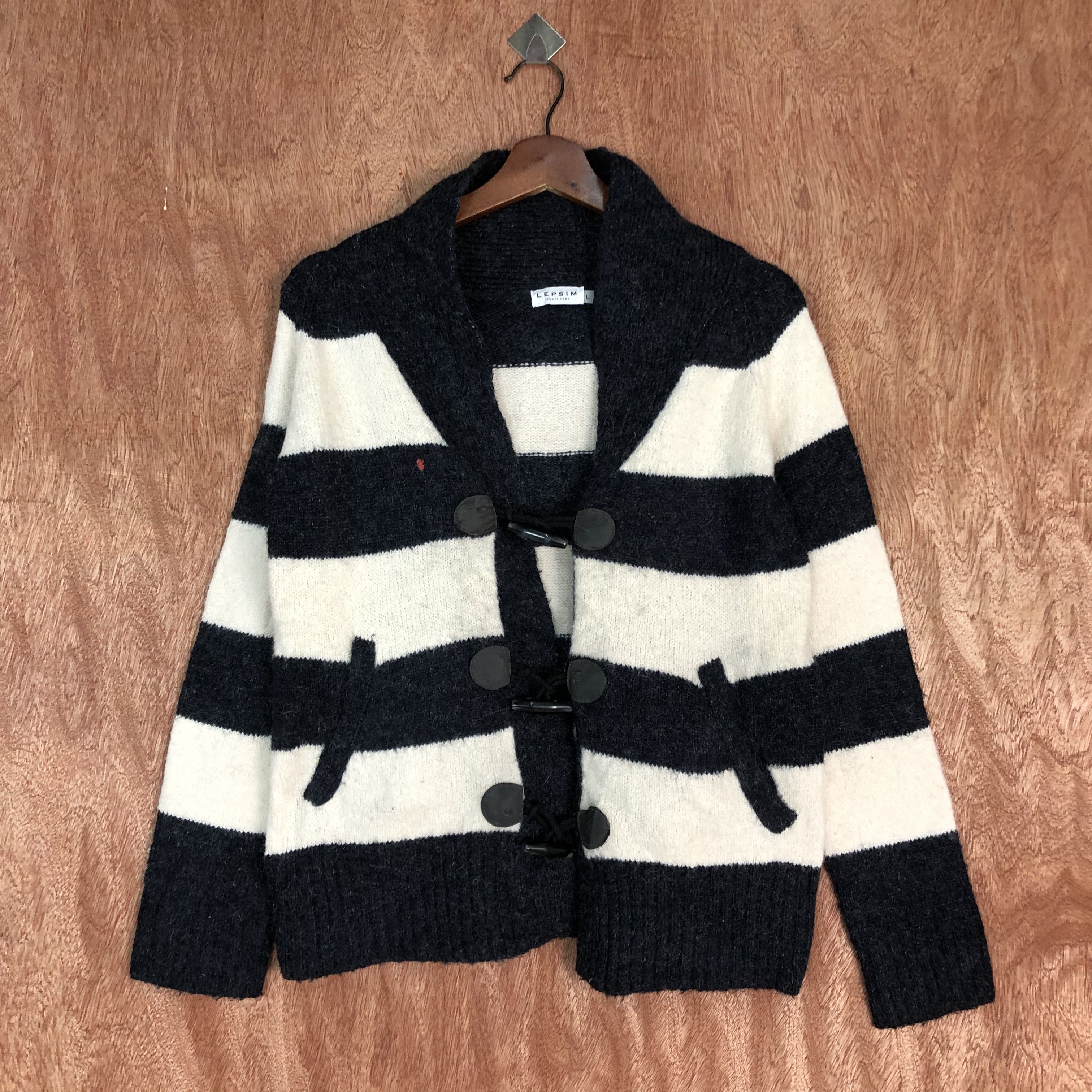 Japanese Brand × OVER THE STRiPES DLL Lepsim Stripe mohair Black White Knitwear #c563 Size US M / EU 48-50 / 2 - 1 Thumbnail