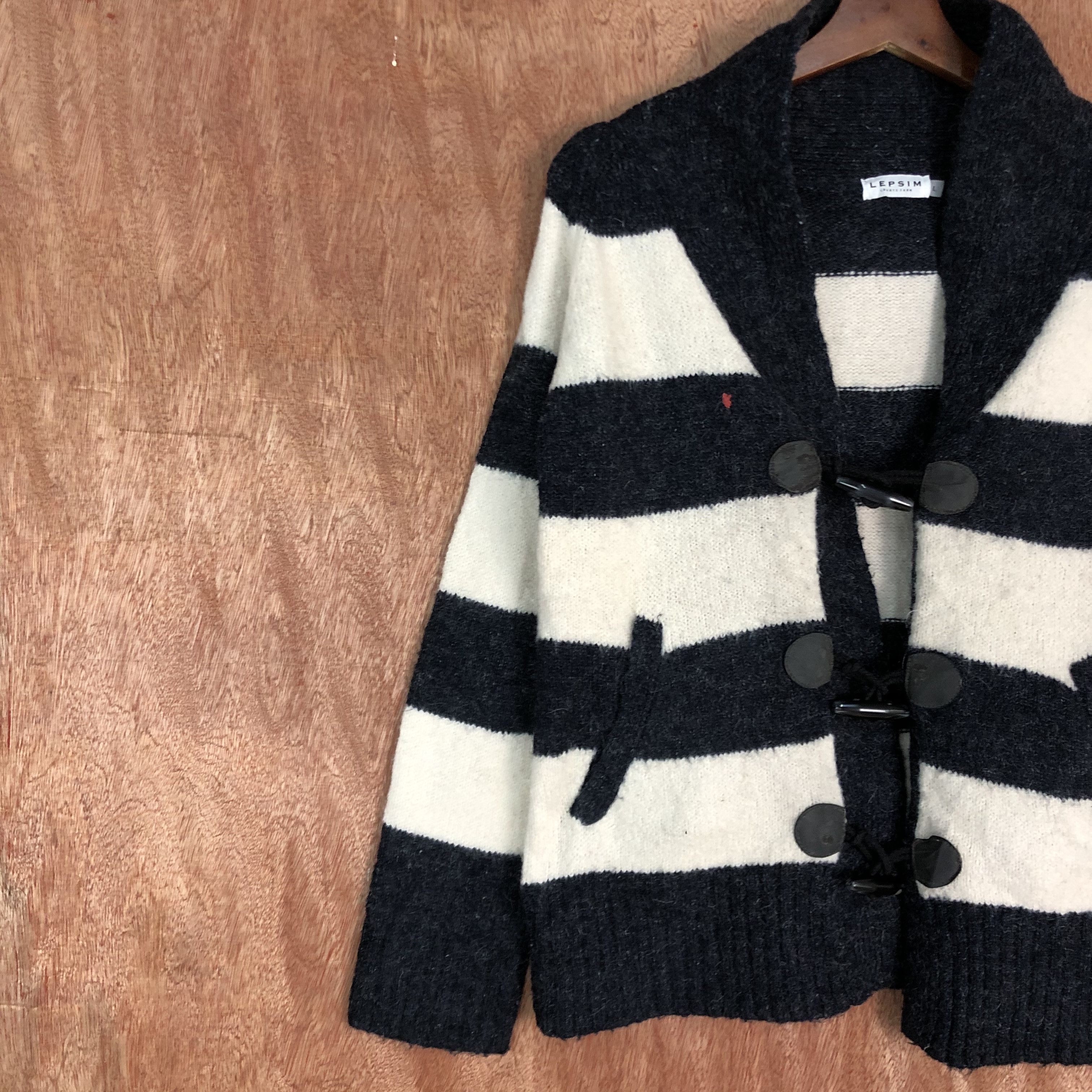 Japanese Brand × OVER THE STRiPES DLL Lepsim Stripe mohair Black White Knitwear #c563 Size US M / EU 48-50 / 2 - 7 Thumbnail