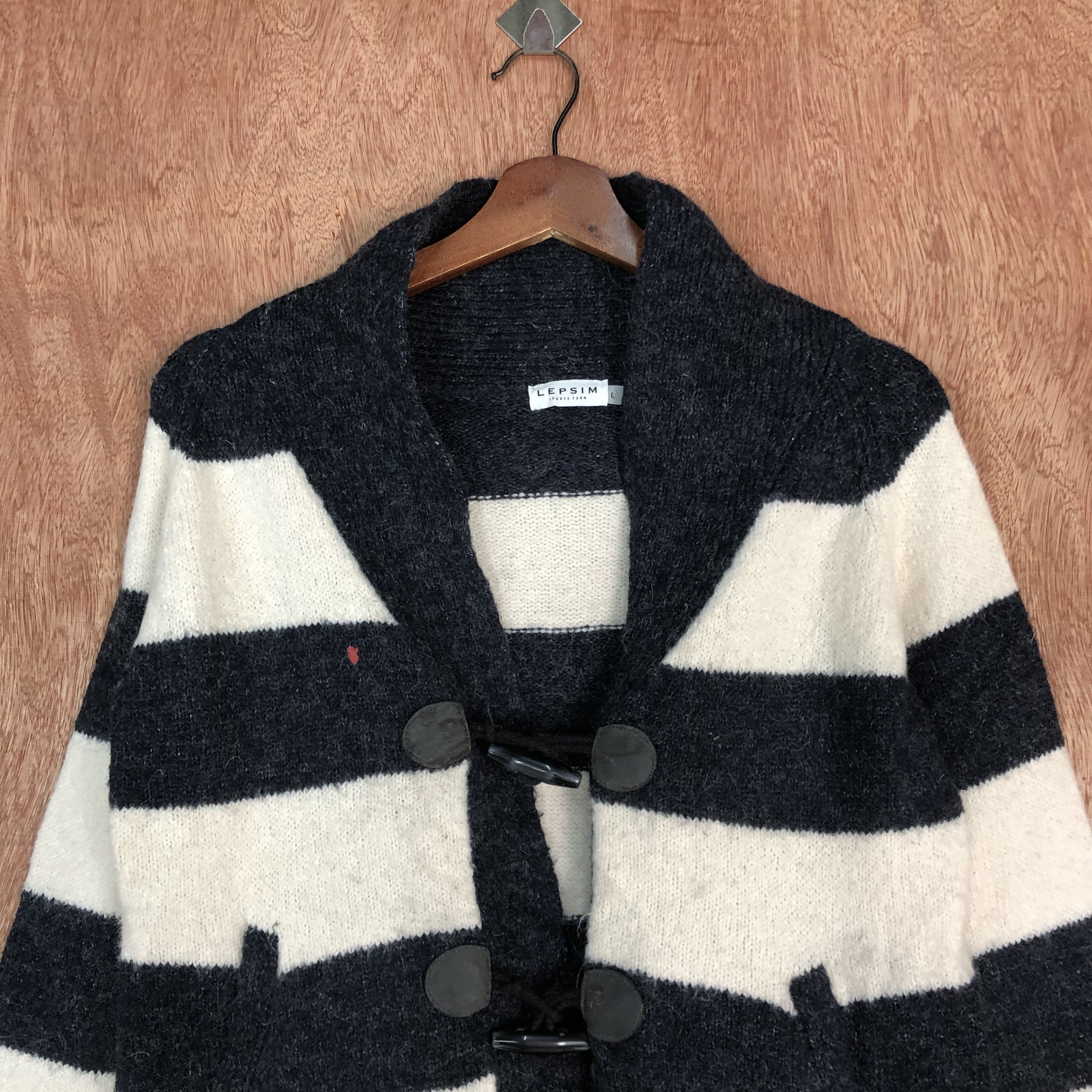 Japanese Brand × OVER THE STRiPES DLL Lepsim Stripe mohair Black White Knitwear #c563 Size US M / EU 48-50 / 2 - 5 Thumbnail
