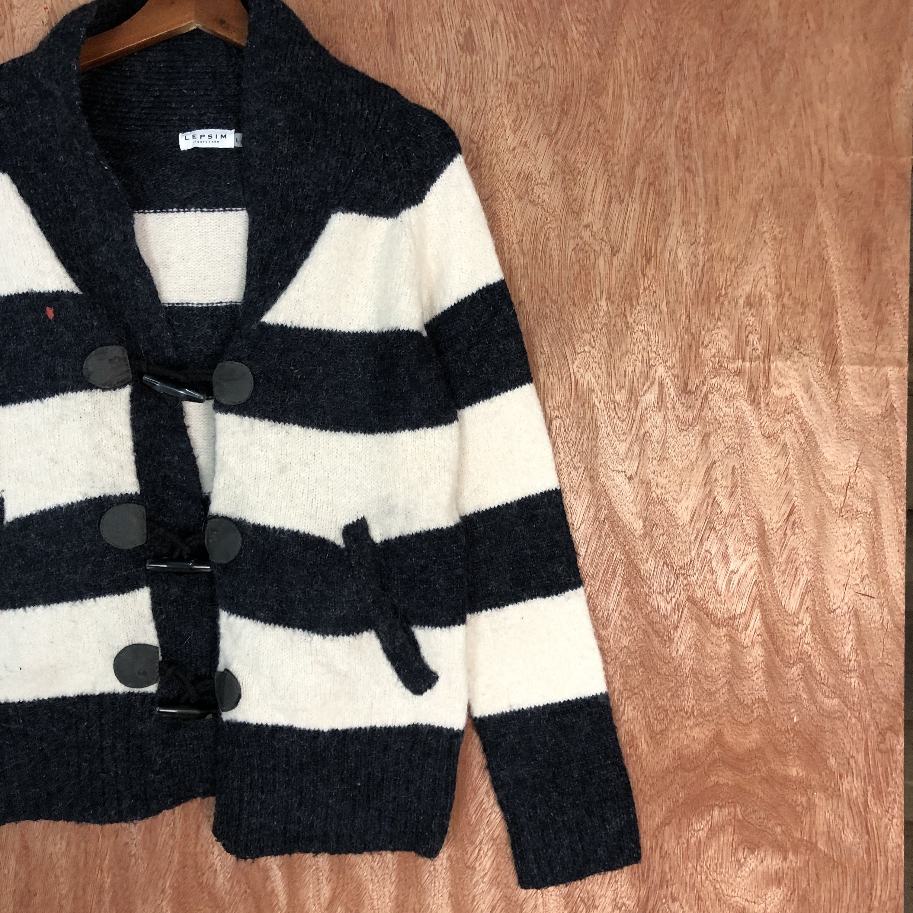 Japanese Brand × OVER THE STRiPES DLL Lepsim Stripe mohair Black White Knitwear #c563 Size US M / EU 48-50 / 2 - 4 Thumbnail