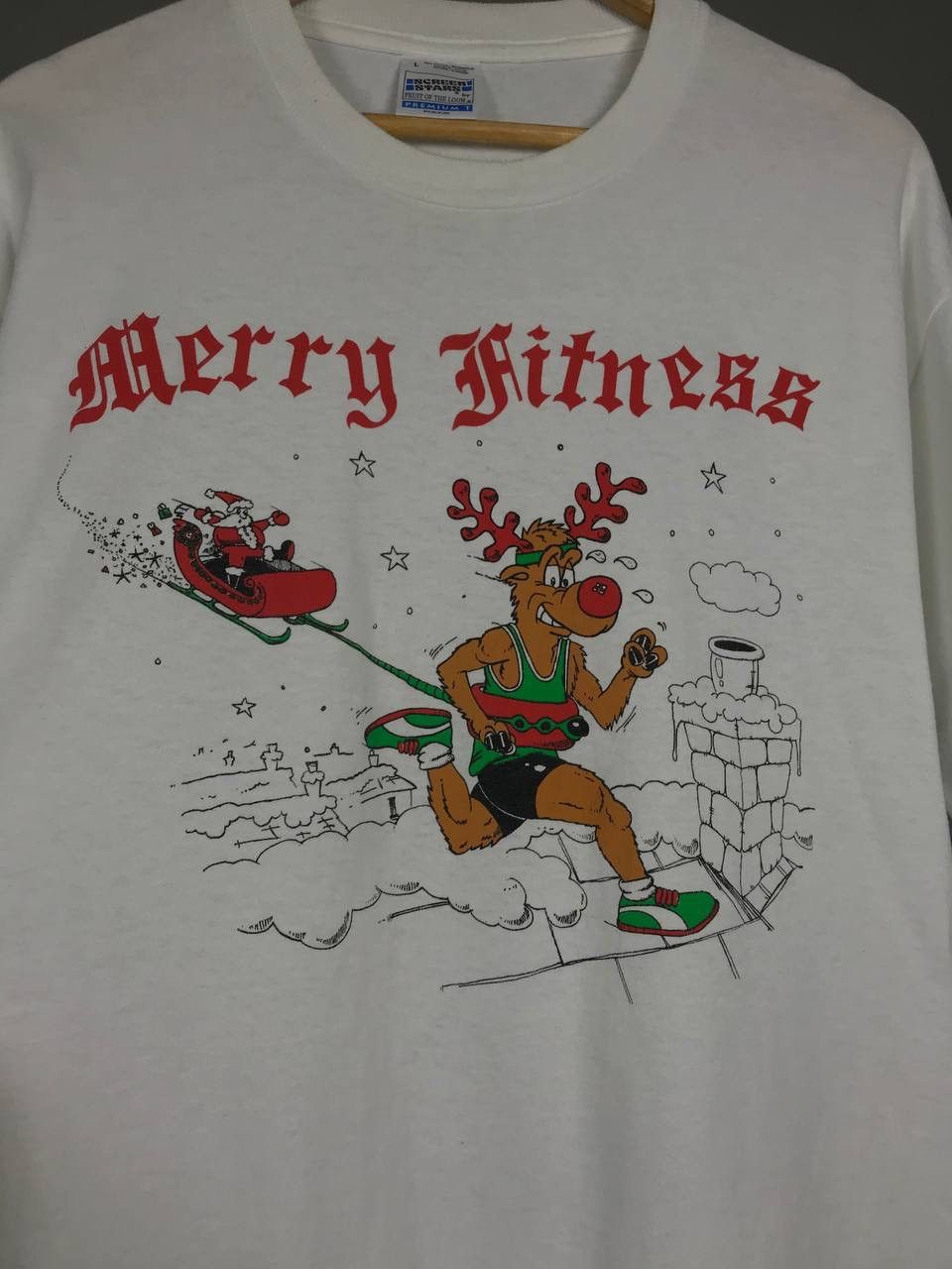 Vintage Merry Fitness American vintage streetwear tee Size US L / EU 52-54 / 3 - 3 Thumbnail