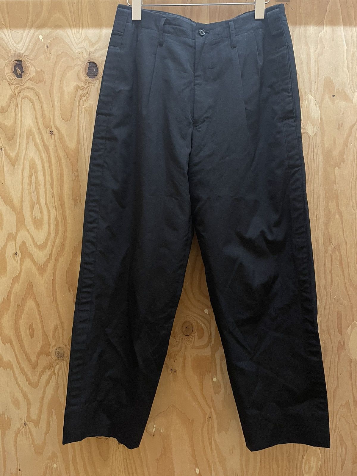 image of Yohji Yamamoto x YS For Men Double Pleated Side Tape Gabardine Pant in Black, Men's (Size 32)
