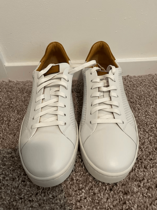 Magnanni MAGNANNI Sneakers White Leather Perforated Areas Brown Trim