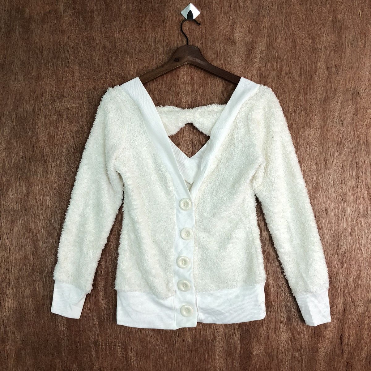 image of Janiss White Mohair Cardigan Knitwear, Men's (Size Small)