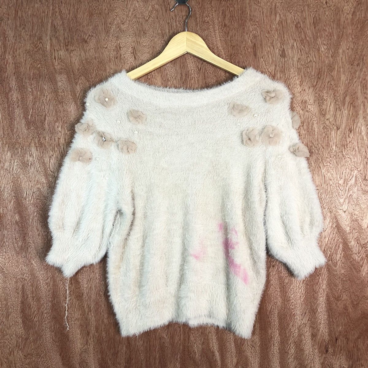 MIIA Peach Mohair Shag Shaggy Knitwear