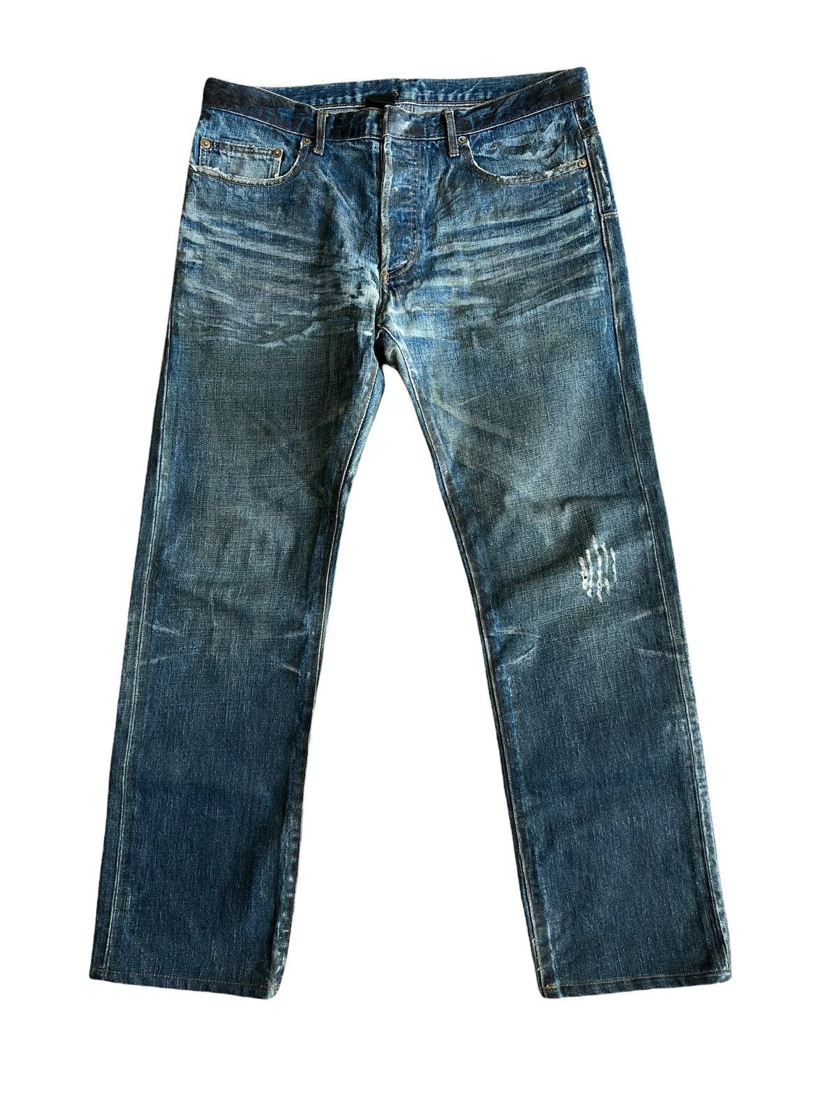 パンツ dior homme 03aw wax 28 Dior Homme AW03 Luster Blue Waxed Denim