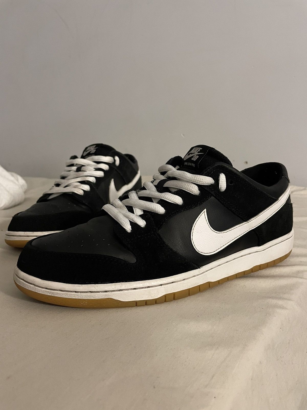 Nike Nike SB Dunk Low black/white Size US 12 / EU 45 - 1 Thumbnail