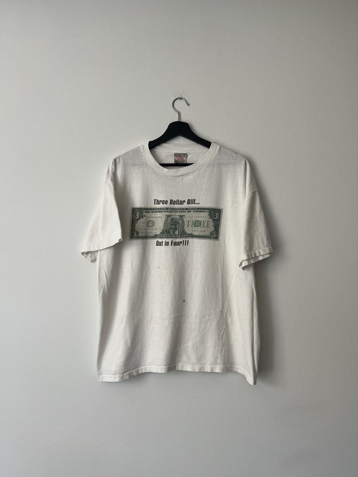 Vintage Vintage 90’s Bill Clinton - 3 Dollar Tee (Single Stitch) Size US XL / EU 56 / 4 - 1 Thumbnail