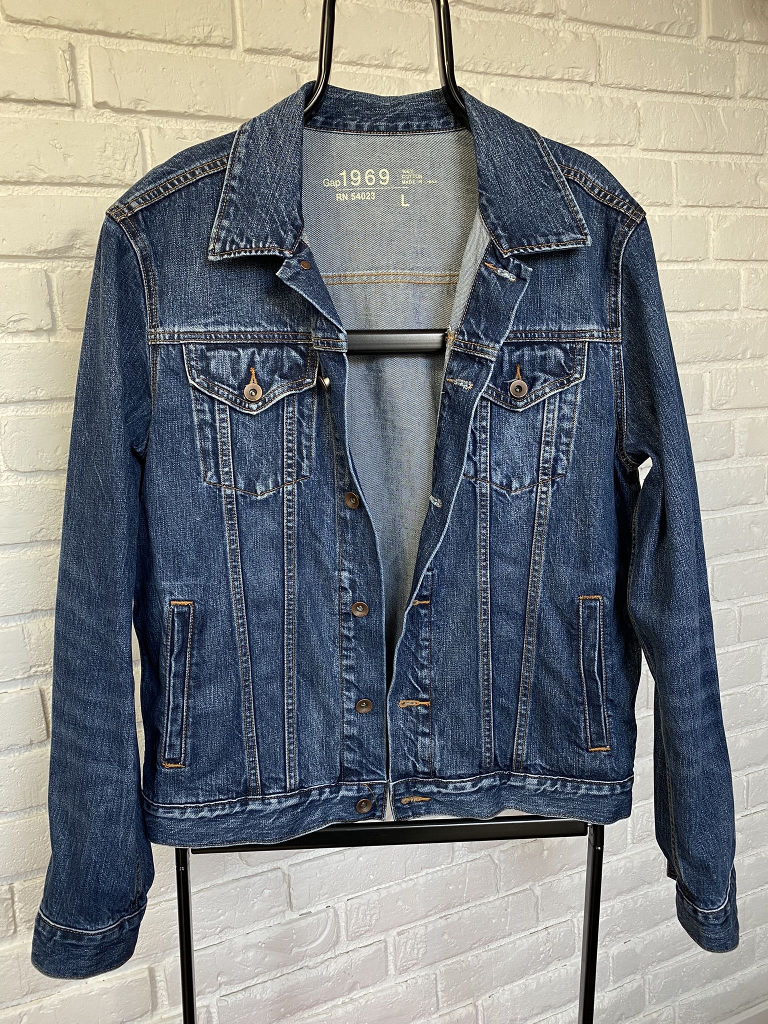 VINTAGE Gap 1969 Jacket Mens Large Blue Denim Jean Sherpa