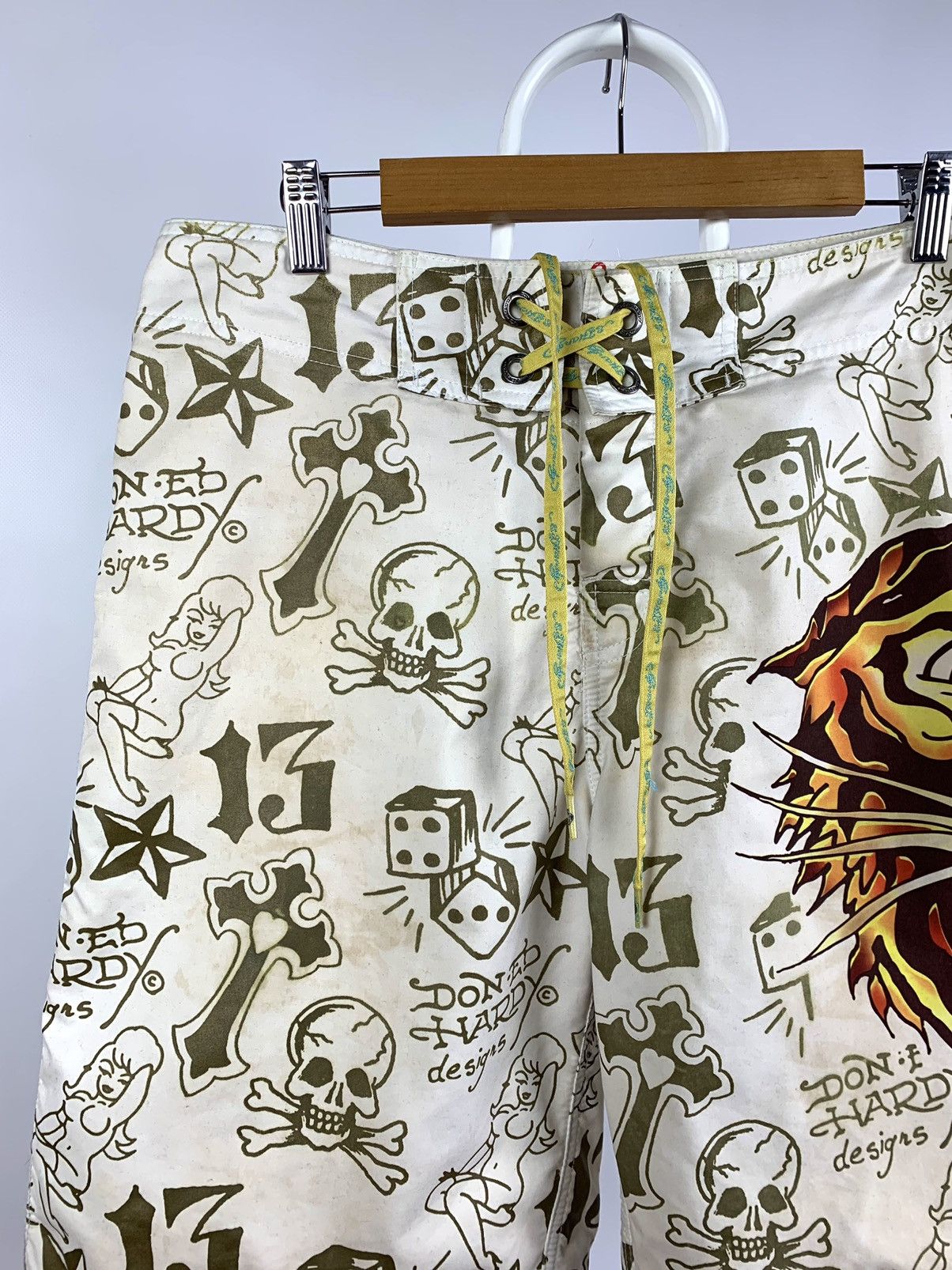 Christian Audigier Vintage Ed Hardy Tiger Logo Swimming Shorts Size US 33 - 12 Thumbnail
