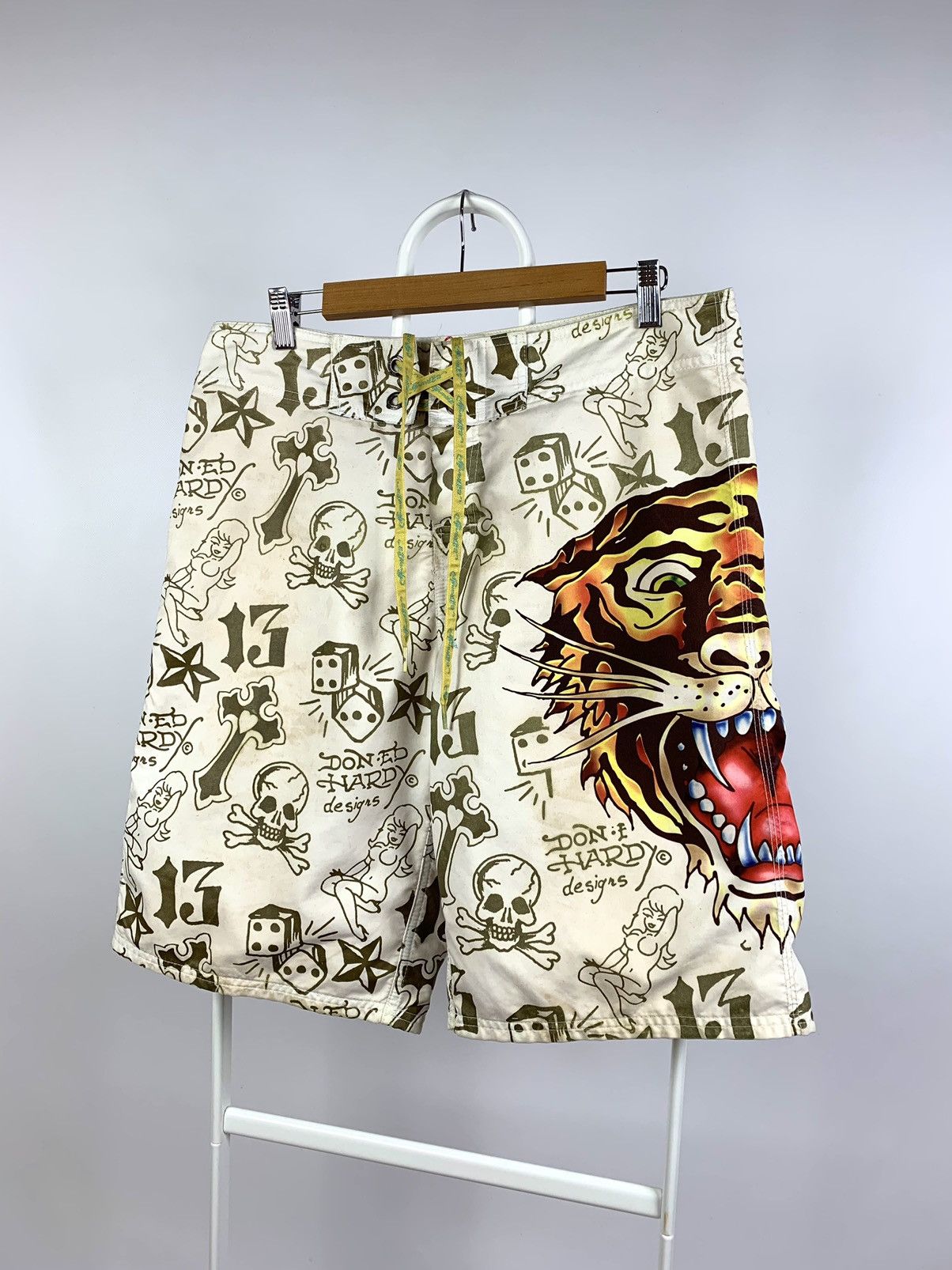 Christian Audigier Vintage Ed Hardy Tiger Logo Swimming Shorts Size US 33 - 1 Thumbnail