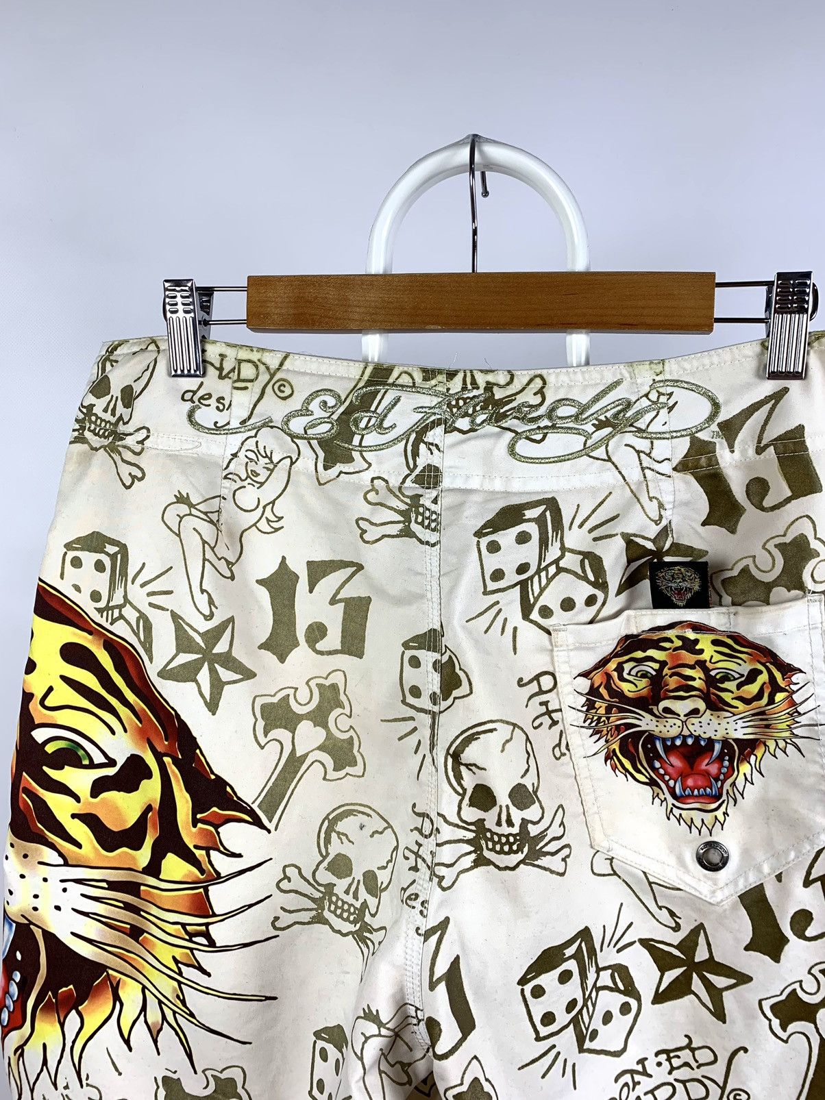 Christian Audigier Vintage Ed Hardy Tiger Logo Swimming Shorts Size US 33 - 10 Thumbnail