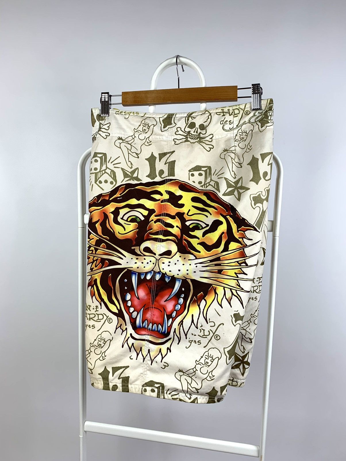 Christian Audigier Vintage Ed Hardy Tiger Logo Swimming Shorts Size US 33 - 11 Thumbnail