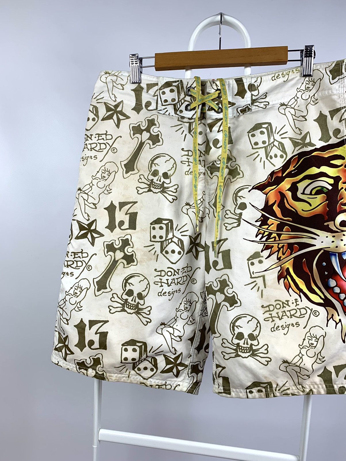 Christian Audigier Vintage Ed Hardy Tiger Logo Swimming Shorts Size US 33 - 4 Thumbnail