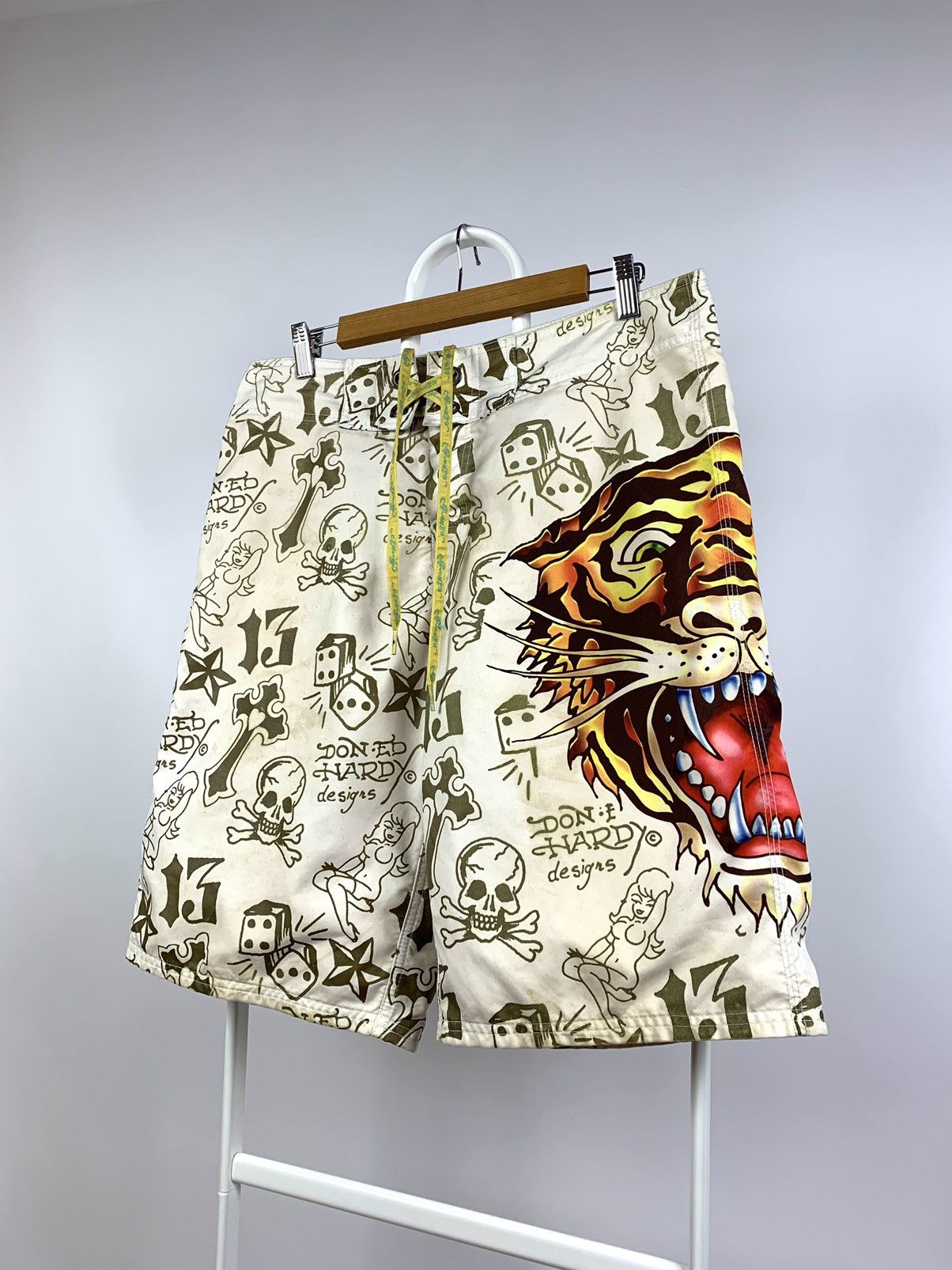 Christian Audigier Vintage Ed Hardy Tiger Logo Swimming Shorts Size US 33 - 5 Thumbnail