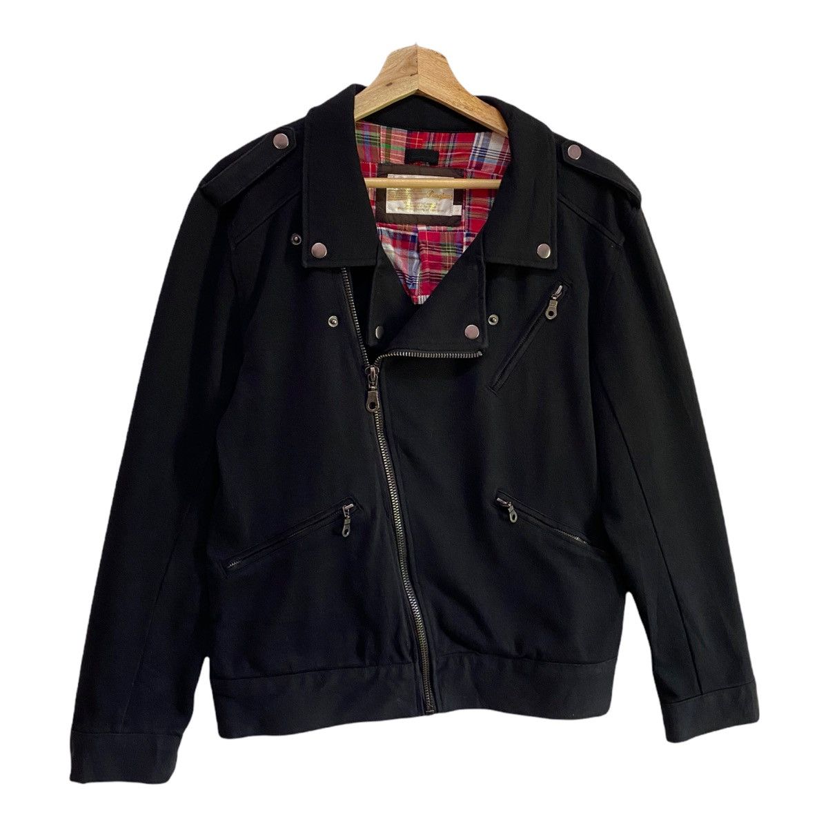 Japanese Brand 🇯🇵JAPANESE PINCPONC DOUBLE COLLAR ZIPPER PUNK BIKER JACKET Size US S / EU 44-46 / 1 - 2 Thumbnail