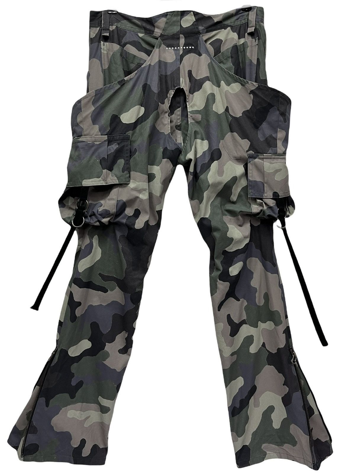 Japanese Brand Made In Japan Designer Bondage Cargo Zipper Leg Flare Pants Size US 31 - 11 Thumbnail