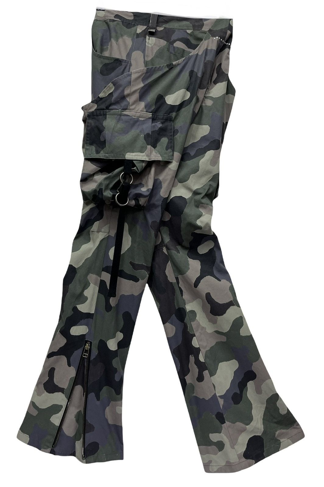 Japanese Brand Made In Japan Designer Bondage Cargo Zipper Leg Flare Pants Size US 31 - 1 Thumbnail