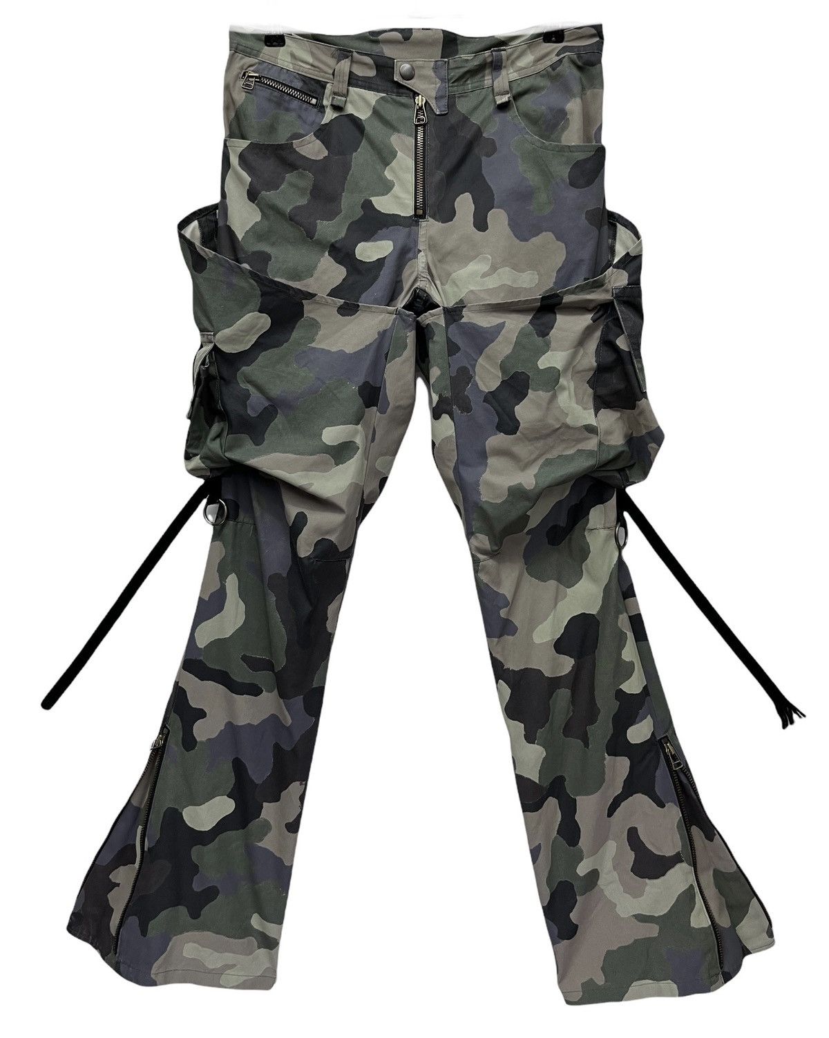 Japanese Brand Made In Japan Designer Bondage Cargo Zipper Leg Flare Pants Size US 31 - 2 Thumbnail