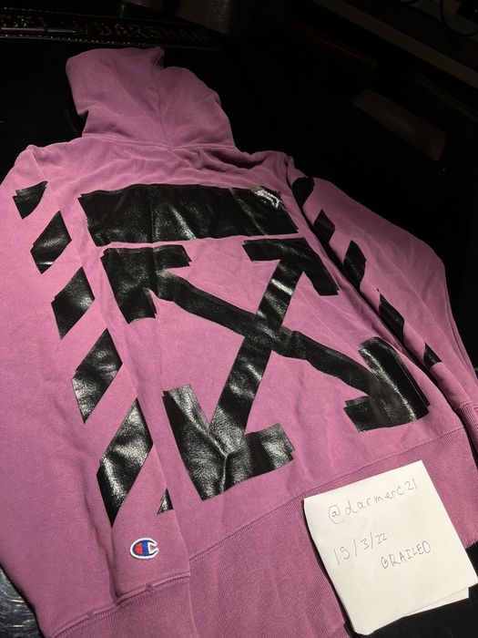 Off white 2024 champion purple hoodie