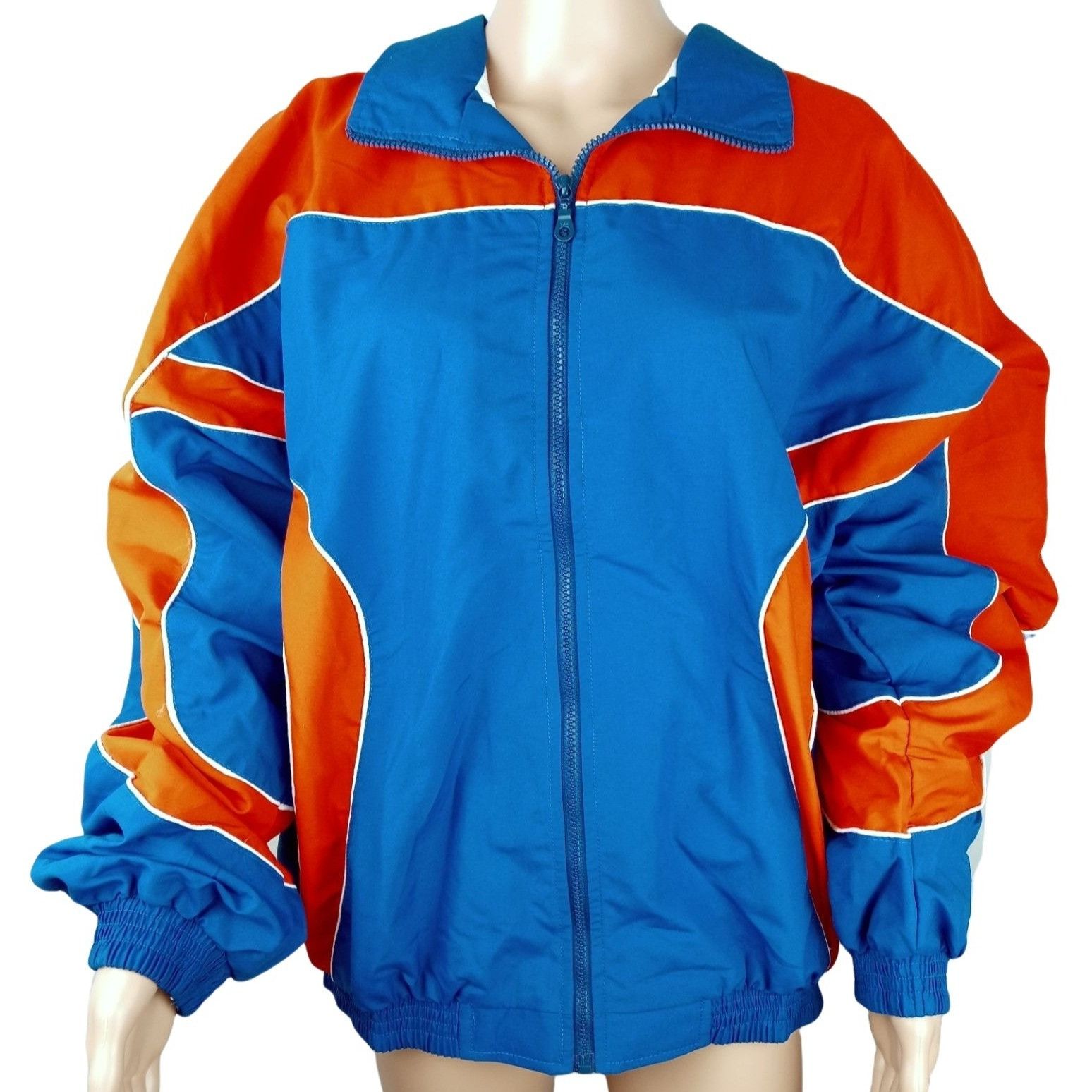 Vintage Team Apparel Jacket Orange Blue Colorblock 80s 90s