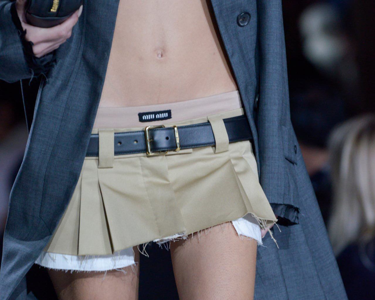 NWT SS22 Miu Miu Khaki Miniskirt
