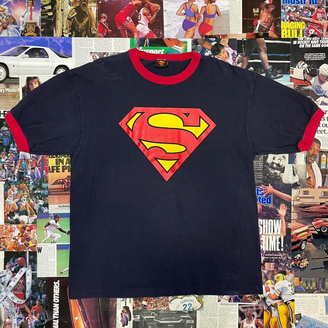 Vintage × Warner Bros Vintage 2002 Superman logo single stitch ringer ...