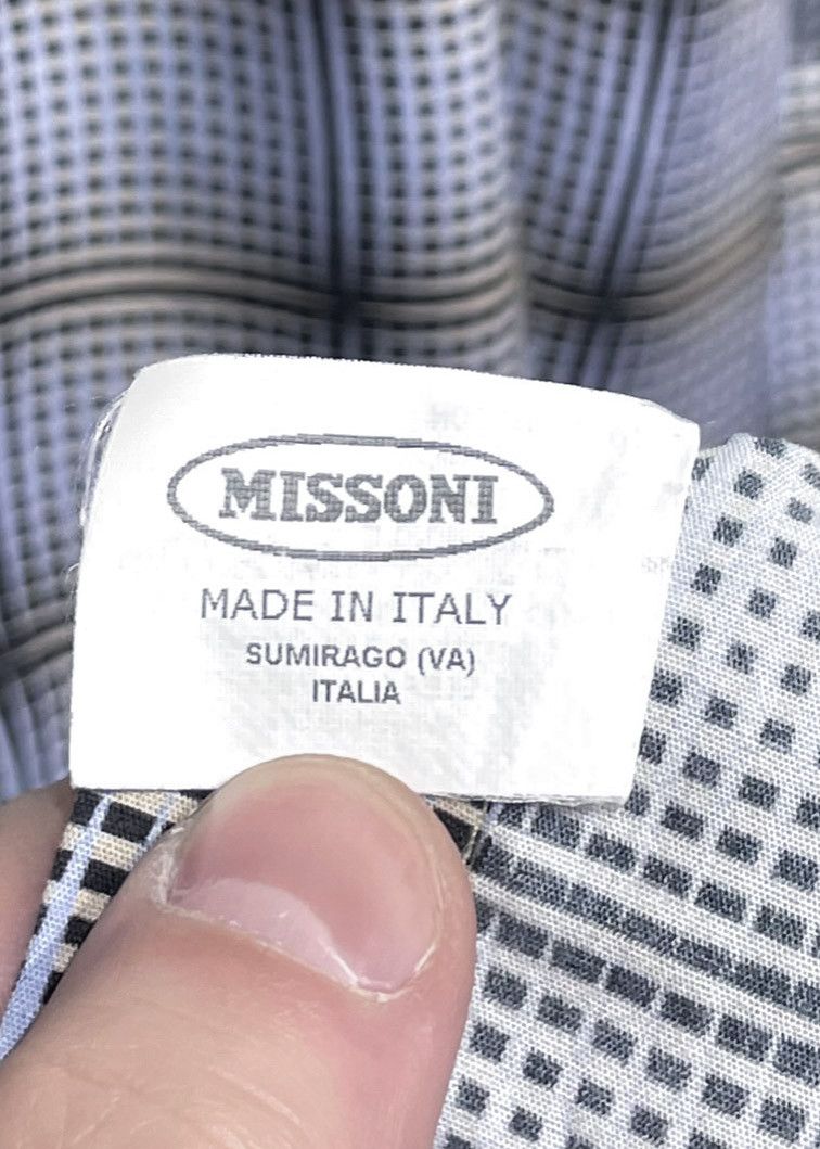 Missoni Missoni Light Blue Checkered Cotton Button Shirt Size US S / EU 44-46 / 1 - 6 Thumbnail