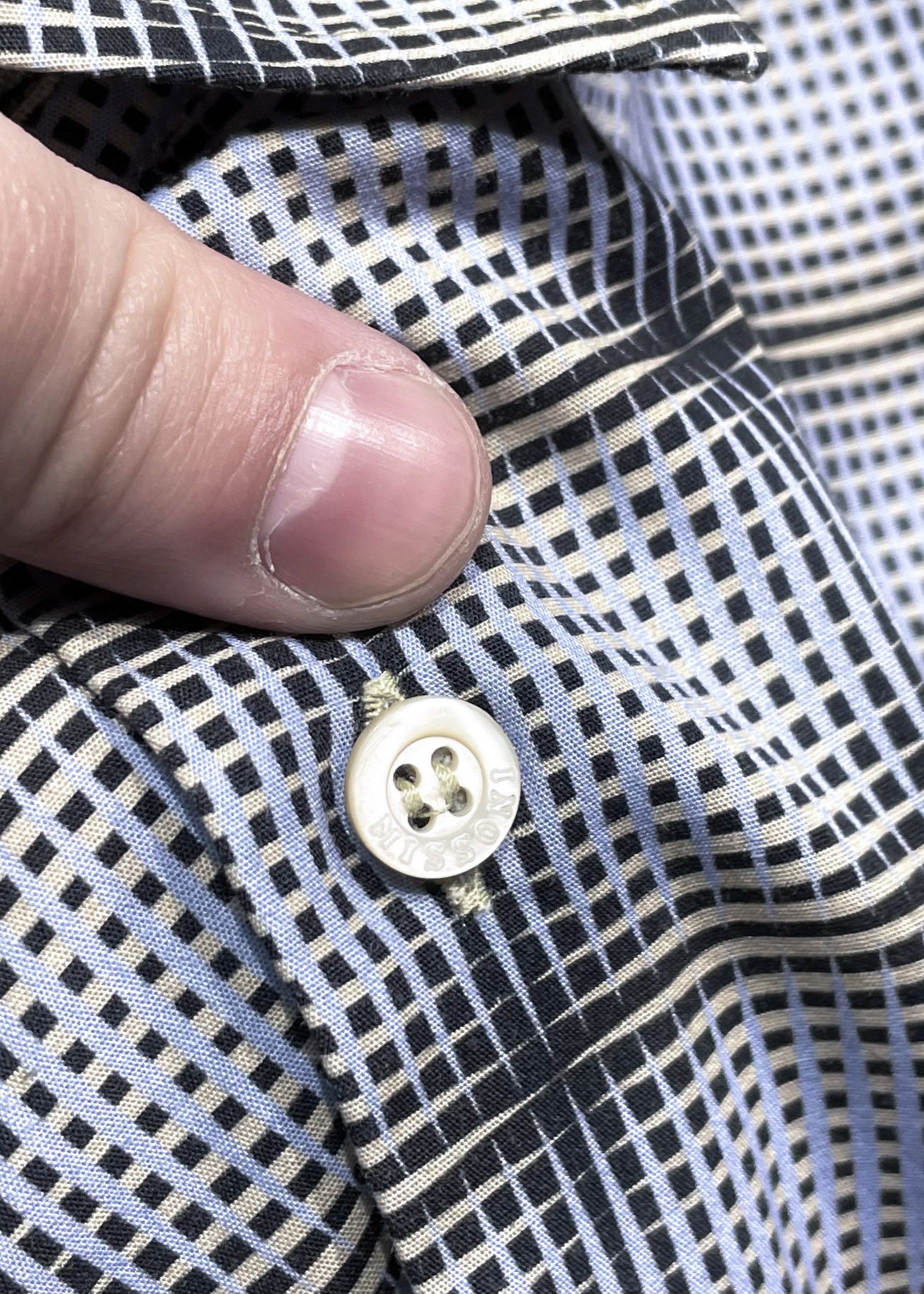 Missoni Missoni Light Blue Checkered Cotton Button Shirt Size US S / EU 44-46 / 1 - 4 Thumbnail