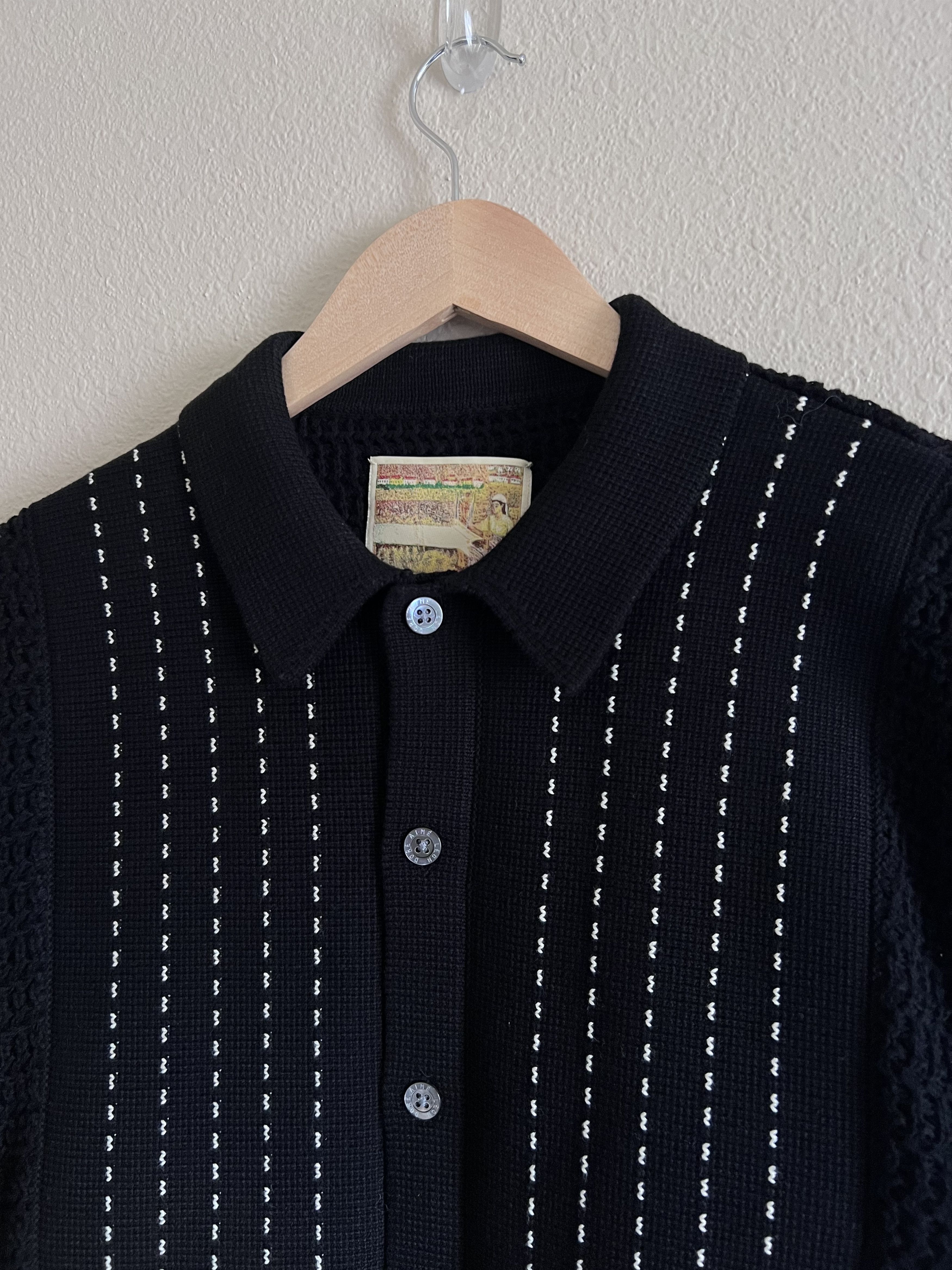Aime Leon Dore Aime Leon Dore Pinstripe Polo Cardigan Black Size US S / EU 44-46 / 1 - 2 Thumbnail