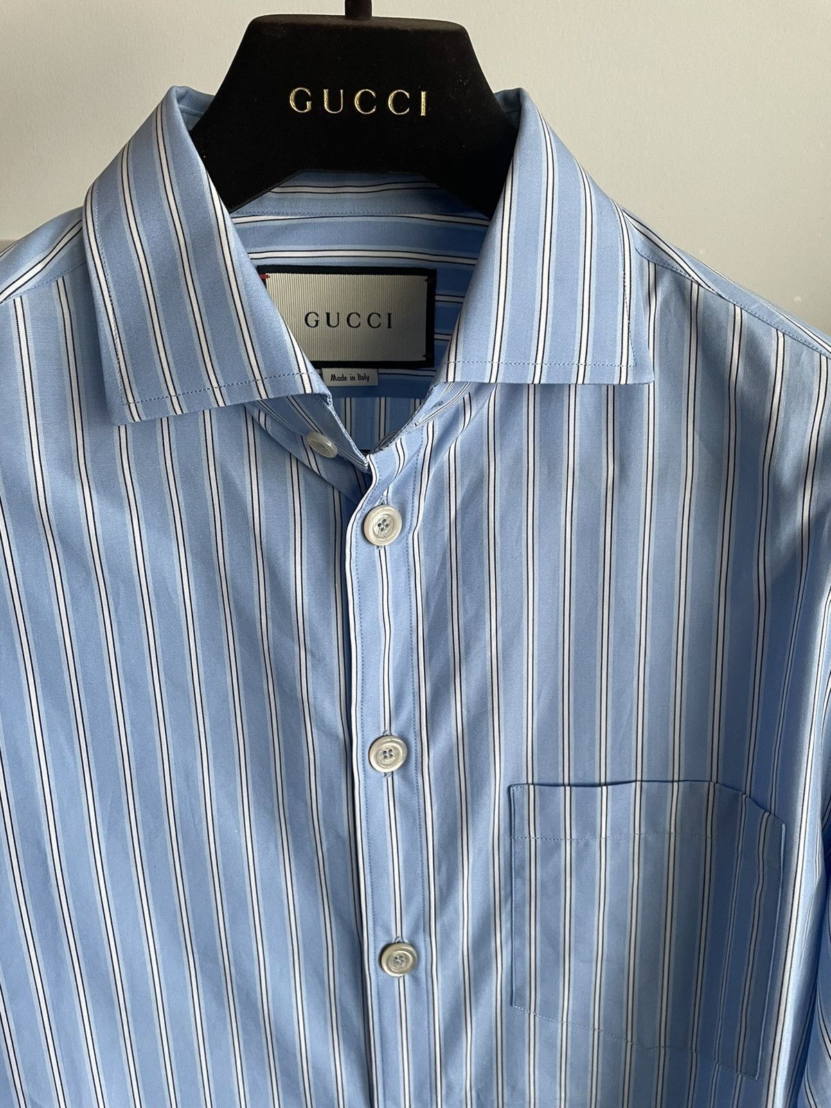 Gucci Rare Brand New Super Runway Oversized Logo Striped Shirt Size US L / EU 52-54 / 3 - 22 Thumbnail