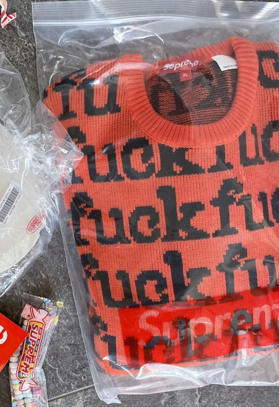 Hype × Streetwear × Supreme Fuck Sweater in Orange (SS22) | Size 
