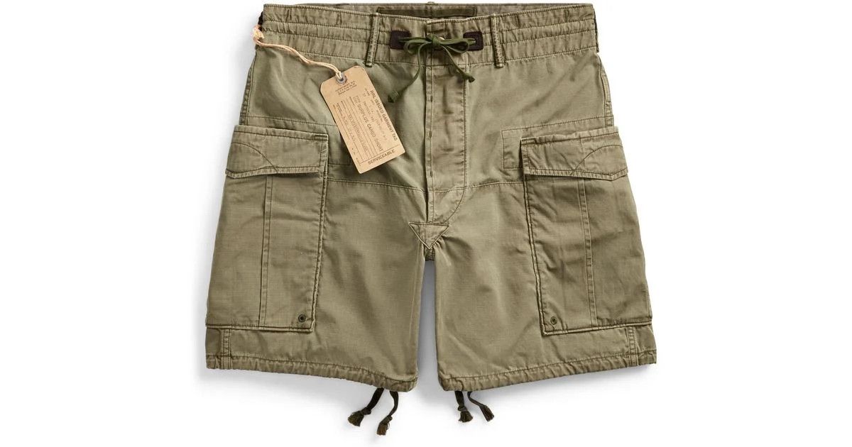 RRL Ralph Lauren Ripstop Cargo Short In Olive Stonewash | Grailed