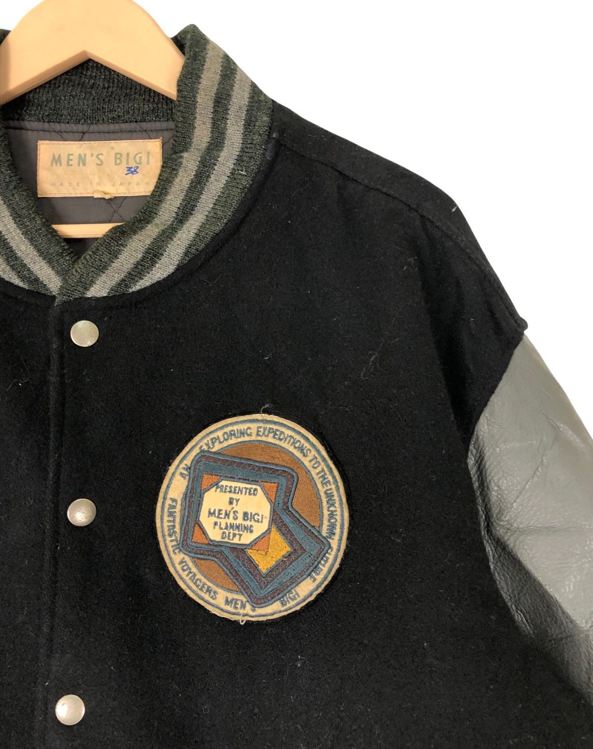 BIGI × Japanese Brand Vintage Men’s Bigi Wool Leather Varsity Jacket Size US L / EU 52-54 / 3 - 9 Thumbnail
