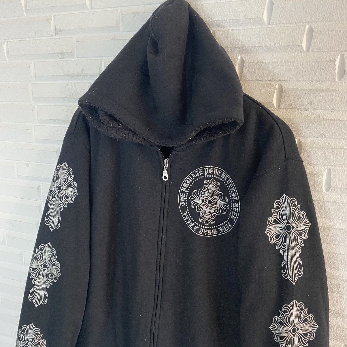 Japanese Brand JAPANESE BRAND INSPIRED CHROME HEARTS FLEECE LINING HOODIE Size US L / EU 52-54 / 3 - 6 Thumbnail