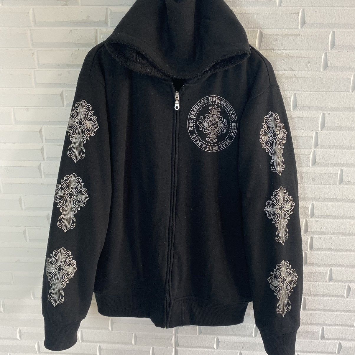 Japanese Brand JAPANESE BRAND INSPIRED CHROME HEARTS FLEECE LINING HOODIE Size US L / EU 52-54 / 3 - 5 Thumbnail