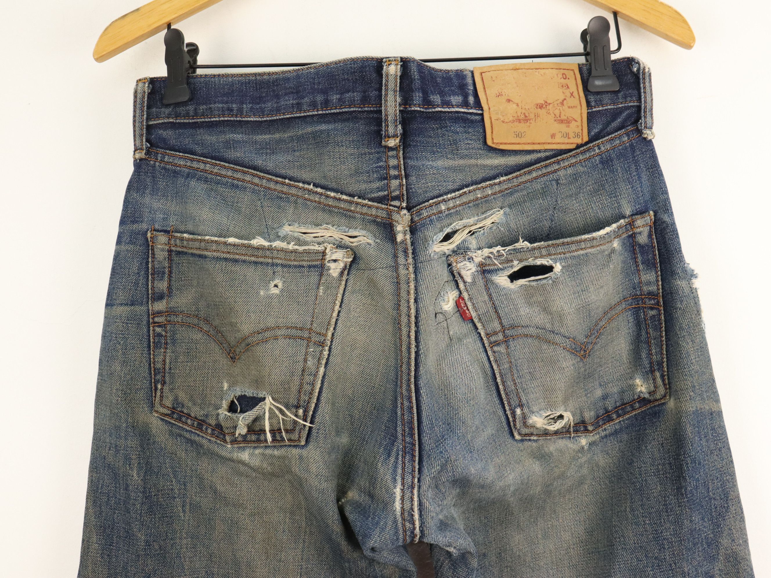 Levi's LVC 502-XX (Big E) 1992 Vtg. Selvedge Patchwork Destroyed Size US 30 / EU 46 - 7 Thumbnail