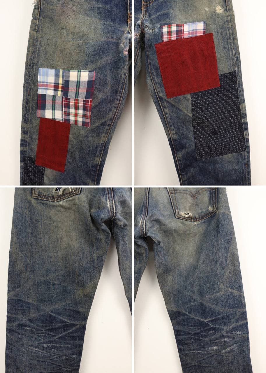 Levi's LVC 502-XX (Big E) 1992 Vtg. Selvedge Patchwork Destroyed Size US 30 / EU 46 - 13 Thumbnail