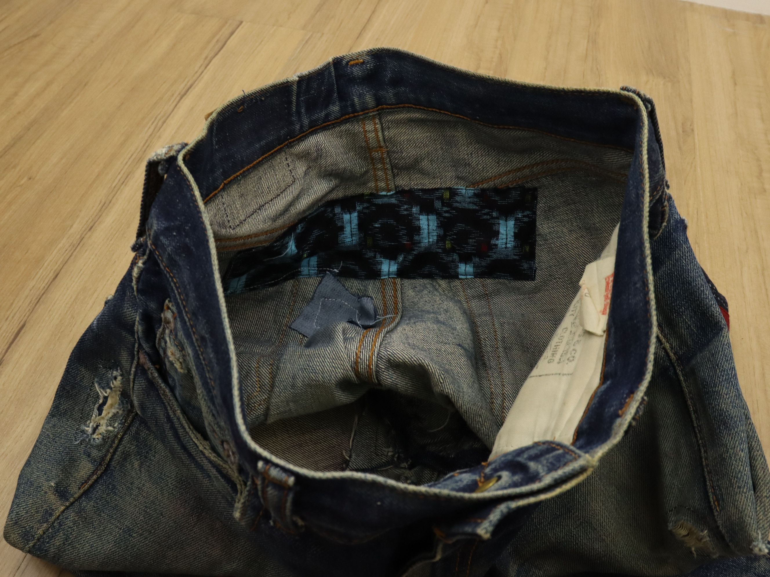 Levi's LVC 502-XX (Big E) 1992 Vtg. Selvedge Patchwork Destroyed Size US 30 / EU 46 - 20 Thumbnail