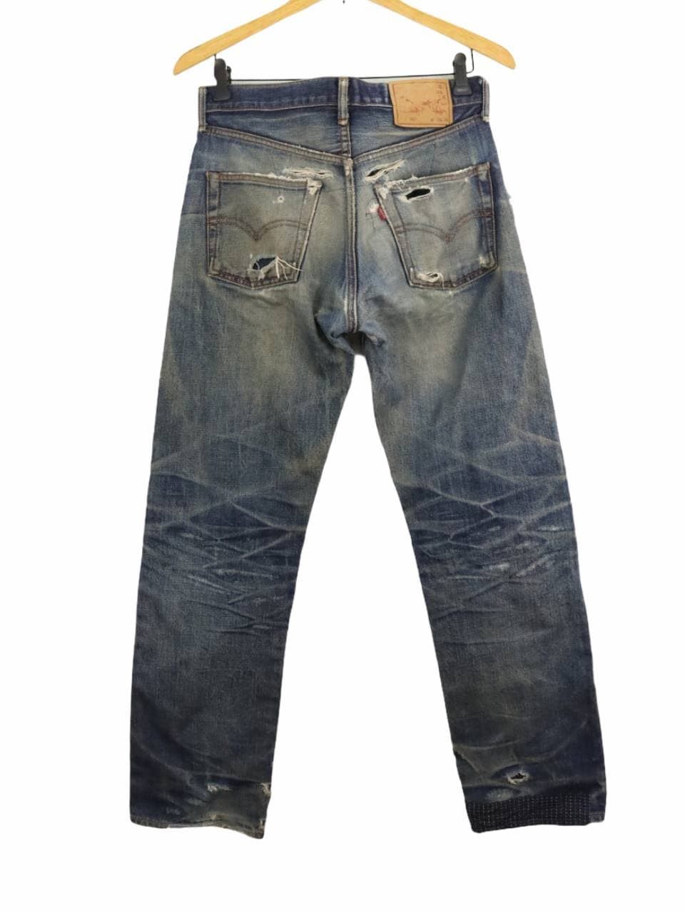 Levi's LVC 502-XX (Big E) 1992 Vtg. Selvedge Patchwork Destroyed Size US 30 / EU 46 - 3 Thumbnail
