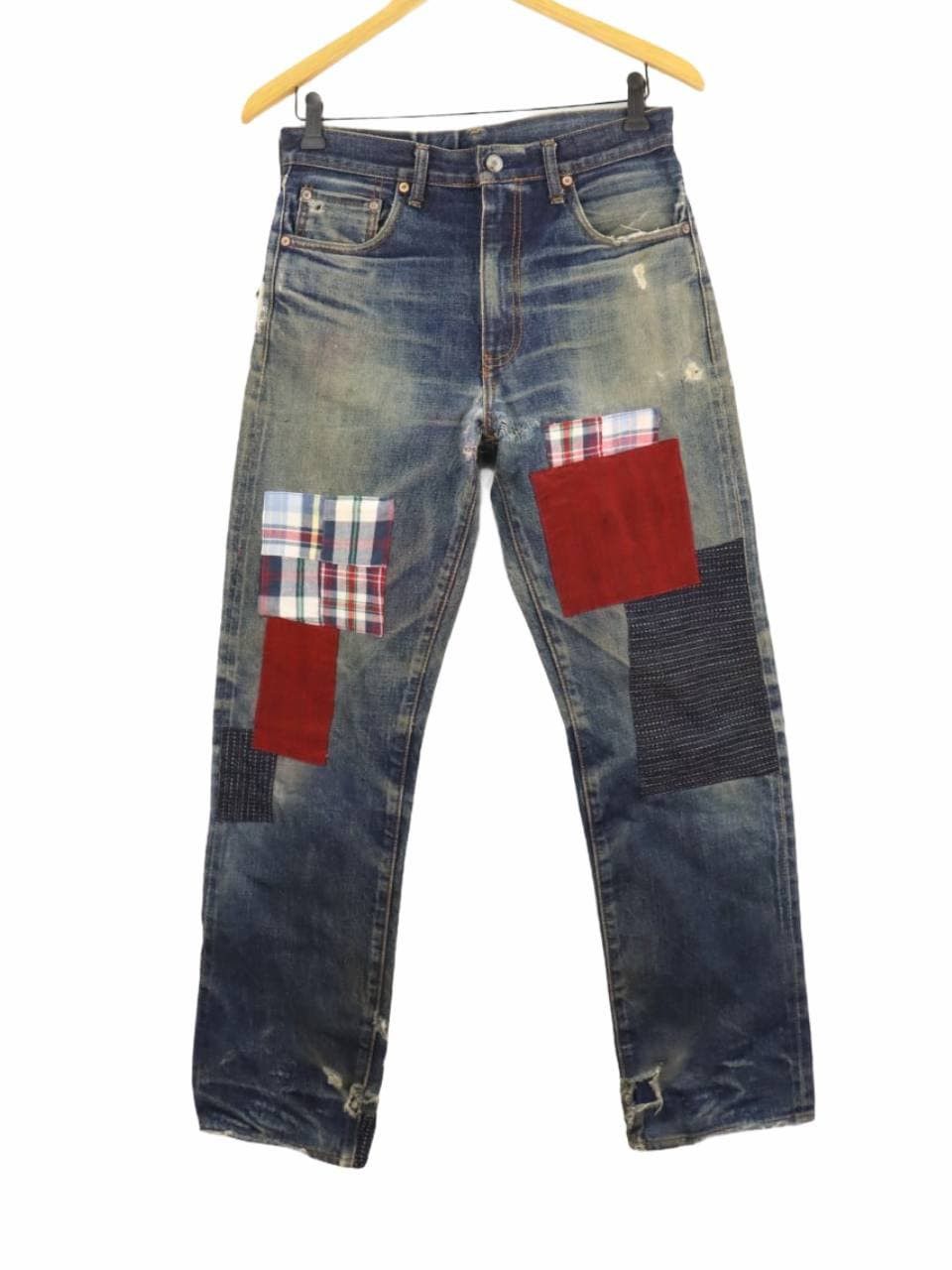 Levi's LVC 502-XX (Big E) 1992 Vtg. Selvedge Patchwork Destroyed Size US 30 / EU 46 - 2 Thumbnail