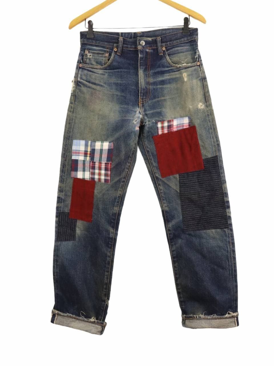 Levi's LVC 502-XX (Big E) 1992 Vtg. Selvedge Patchwork Destroyed Size US 30 / EU 46 - 1 Thumbnail