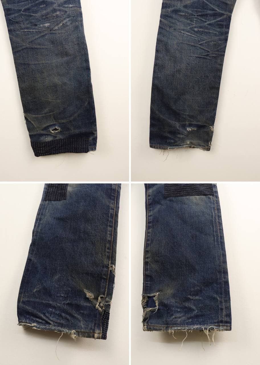Levi's LVC 502-XX (Big E) 1992 Vtg. Selvedge Patchwork Destroyed Size US 30 / EU 46 - 15 Thumbnail