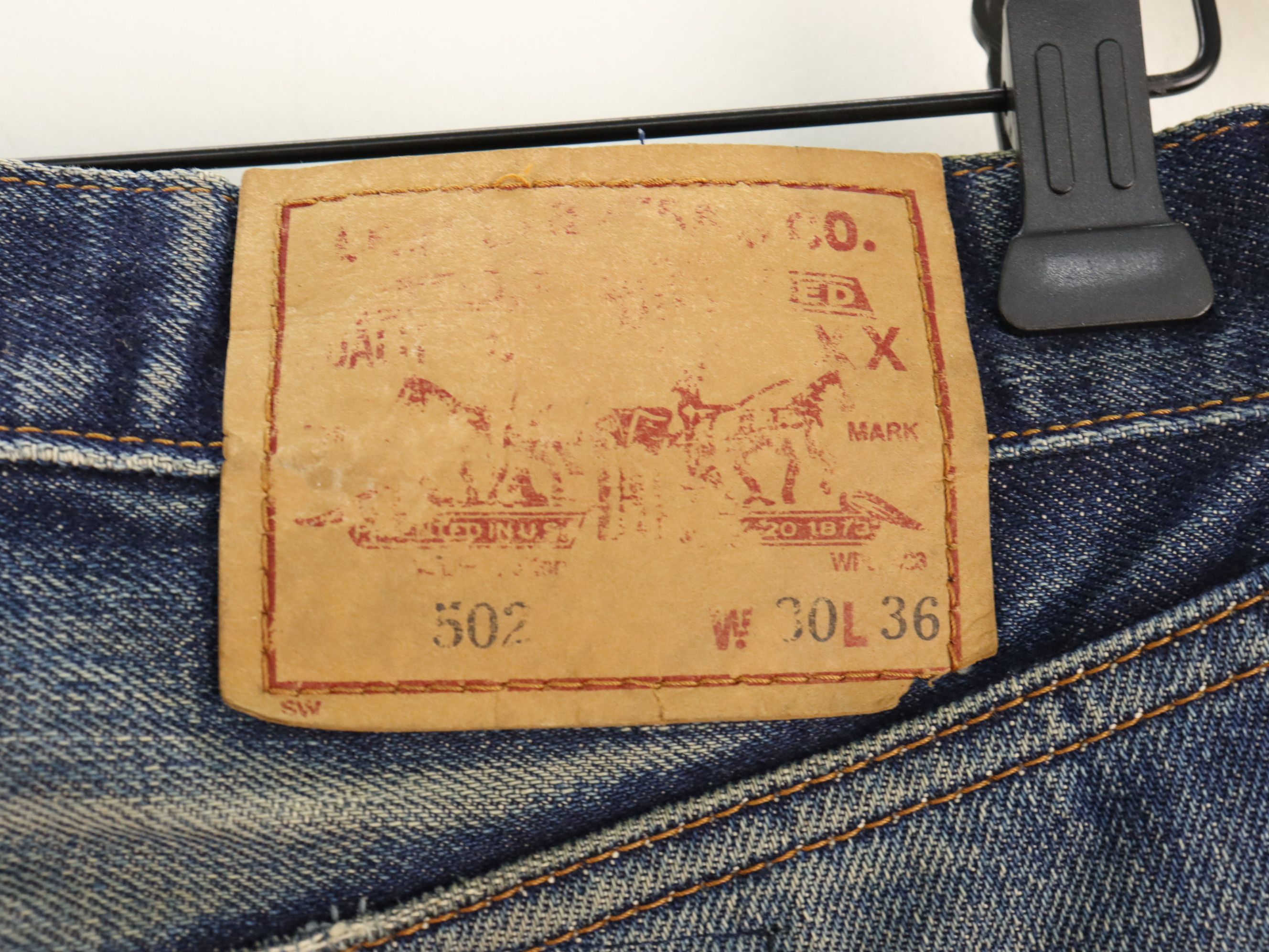 Levi's LVC 502-XX (Big E) 1992 Vtg. Selvedge Patchwork Destroyed Size US 30 / EU 46 - 17 Thumbnail