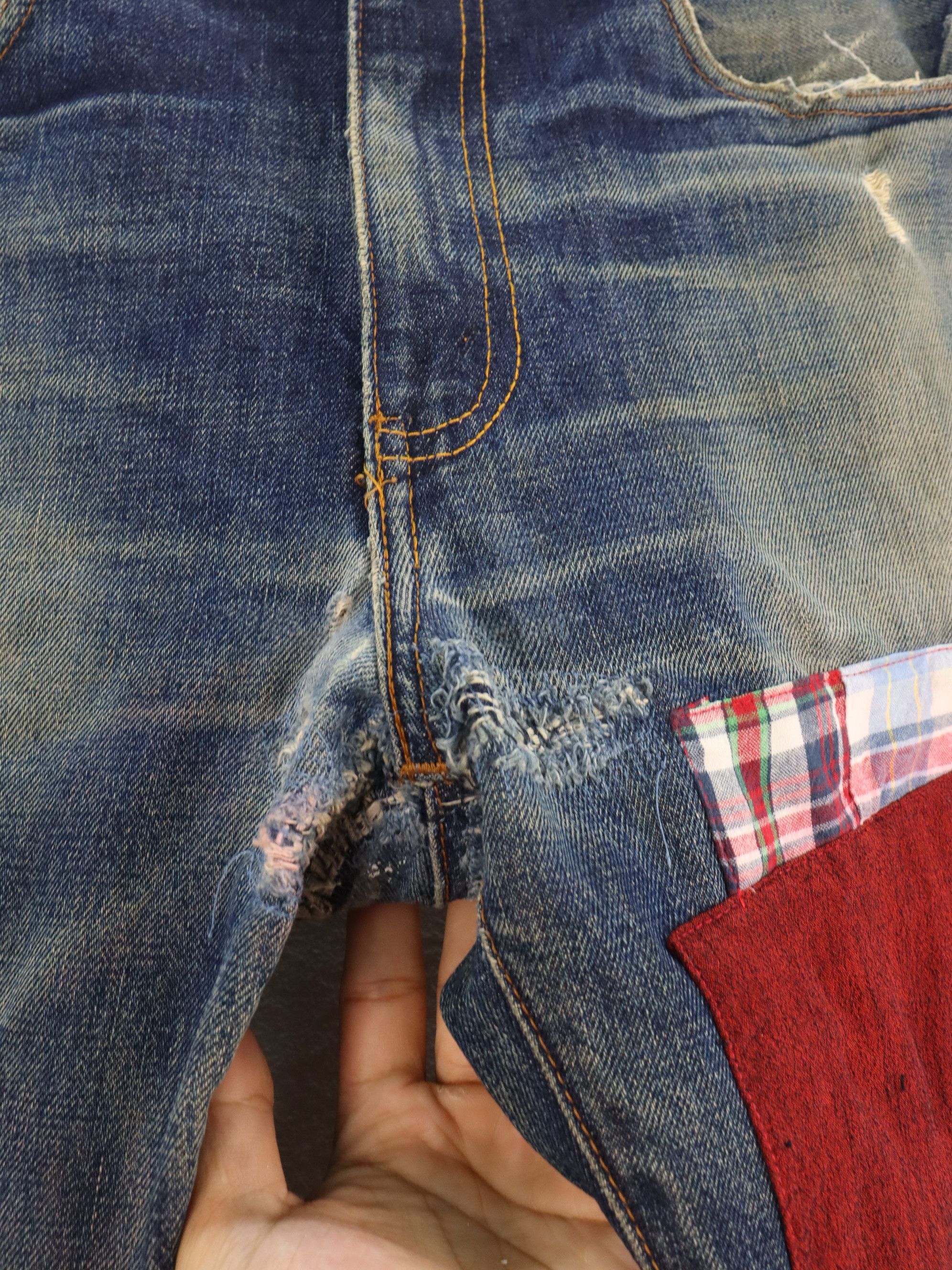 Levi's LVC 502-XX (Big E) 1992 Vtg. Selvedge Patchwork Destroyed Size US 30 / EU 46 - 14 Thumbnail