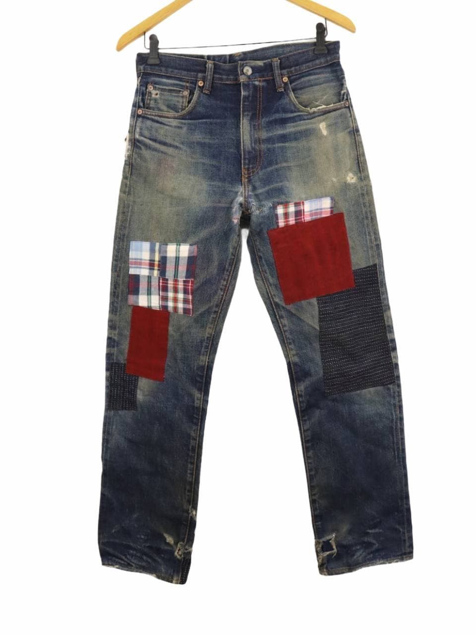 Levi's LVC 502-XX (Big E) 1992 Vtg. Selvedge Patchwork Destroyed Size US 30 / EU 46 - 4 Thumbnail