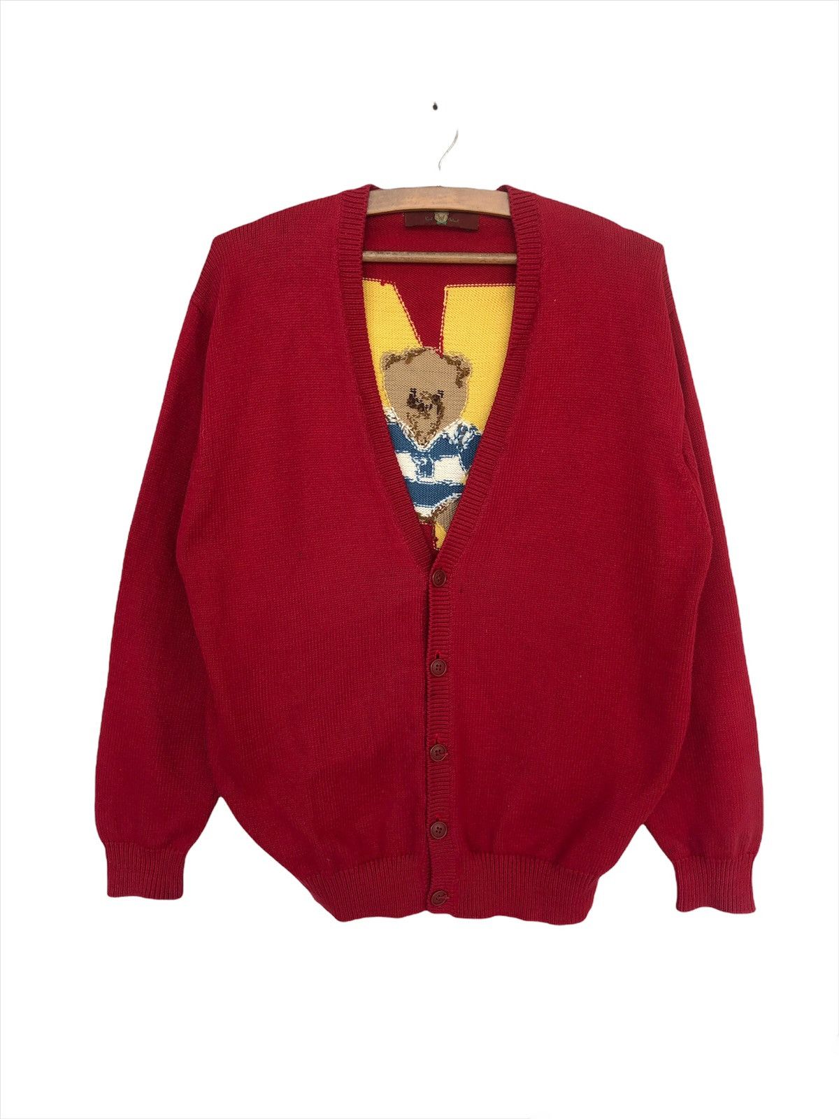 Karl Helmut GRAIL🔥90s Karl Helmut Bear "K" Logo Button Cardigan Sweater Size US L / EU 52-54 / 3 - 3 Thumbnail